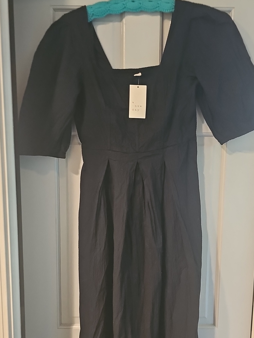 NWT Dress a new day Black Square Neck Long Medium Puff Sleeves